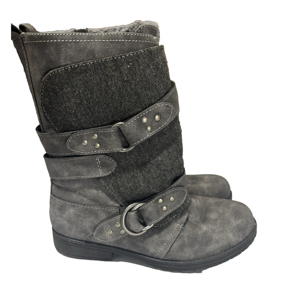Rampage Jennis Women's 8 Gray Side Zip Mid Calf Boots Winter Cozy Biker Sexy - Picture 1 of 9